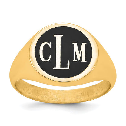 Gold Plated Sterling Silver/Gold With Epoxy Monogram Ring