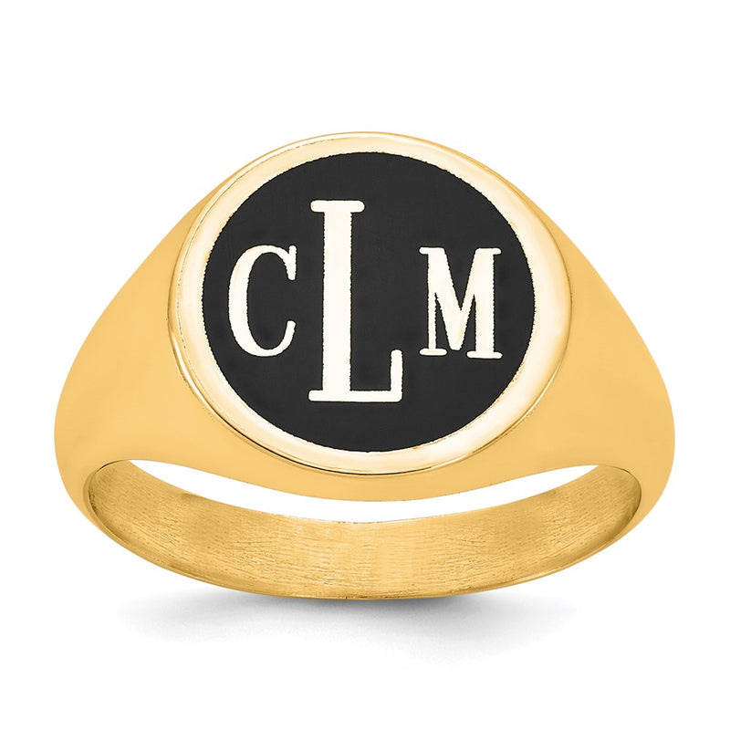 Gold Plated Sterling Silver/Gold With Epoxy Monogram Ring