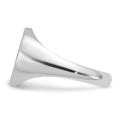 14K White Gold Polished with Antiqued Background Monogram Signet Ring