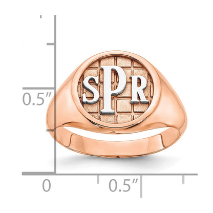Rose Plated Sterling Silver/Rose Textured Monogram Signet Ring