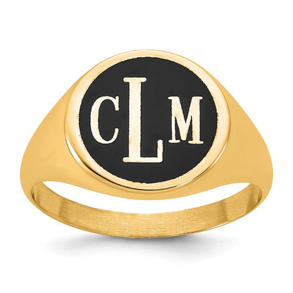 Gold Plated Sterling Silver/Gold With Epoxy Monogram Ring