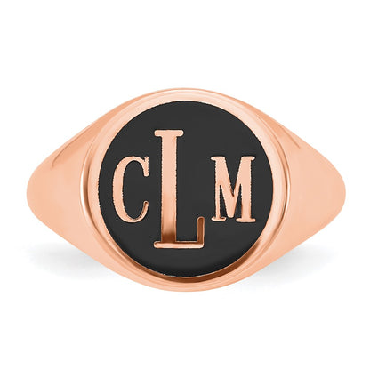 Rose Plated Sterling Silver/Rose With Epoxy Monogram Ring