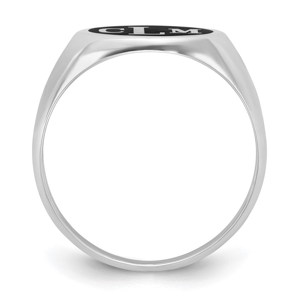 Sterling Silver Silver/Rhodium Plated With Epoxy Monogram Ring