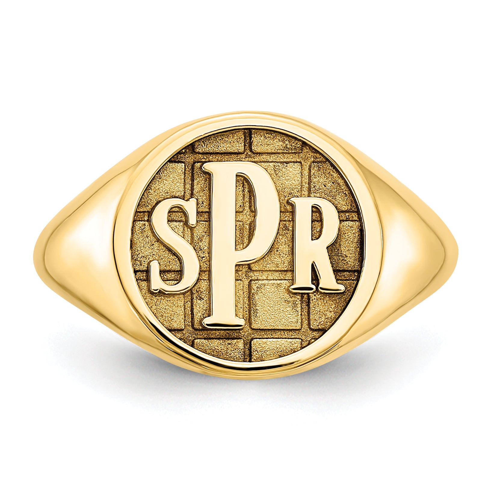 Gold Plated Sterling Silver/Gold Textured Monogram Signet Ring