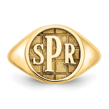 Gold Plated Sterling Silver/Gold Textured Monogram Signet Ring