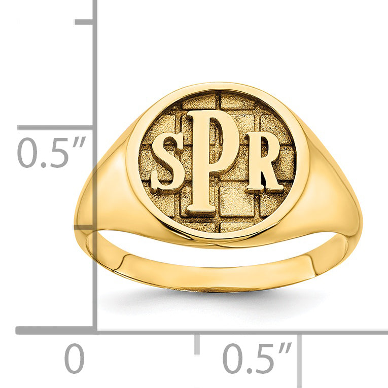 Gold Plated Sterling Silver/Gold Textured Monogram Signet Ring
