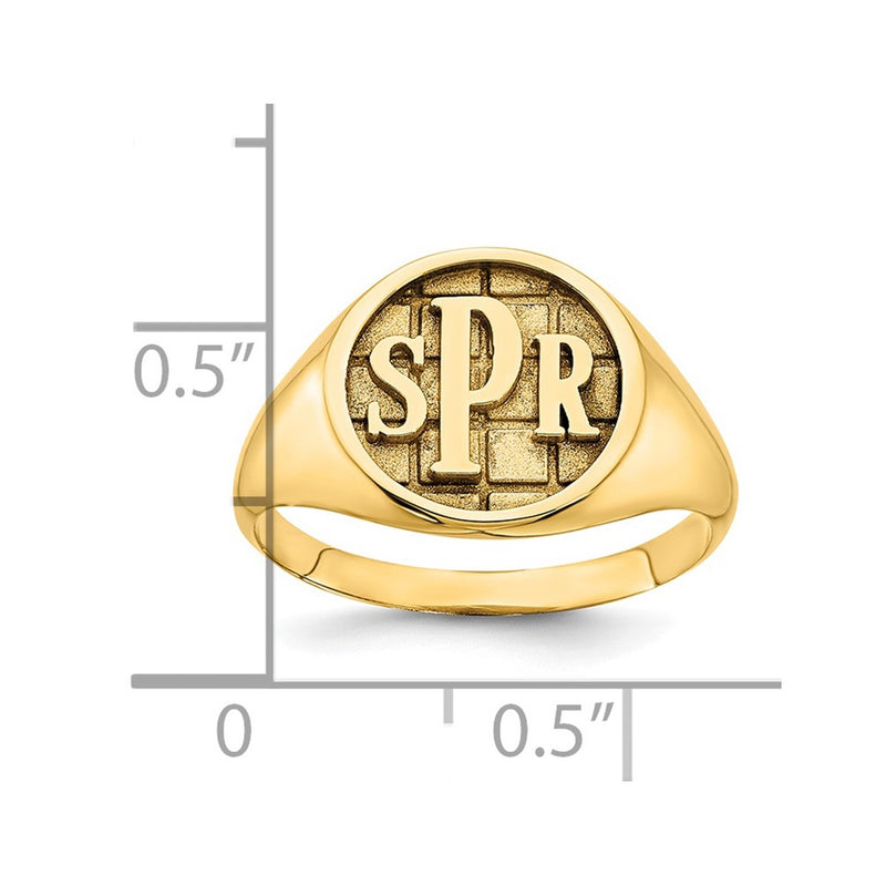 14K Yellow Gold Textured Monogram Signet Ring