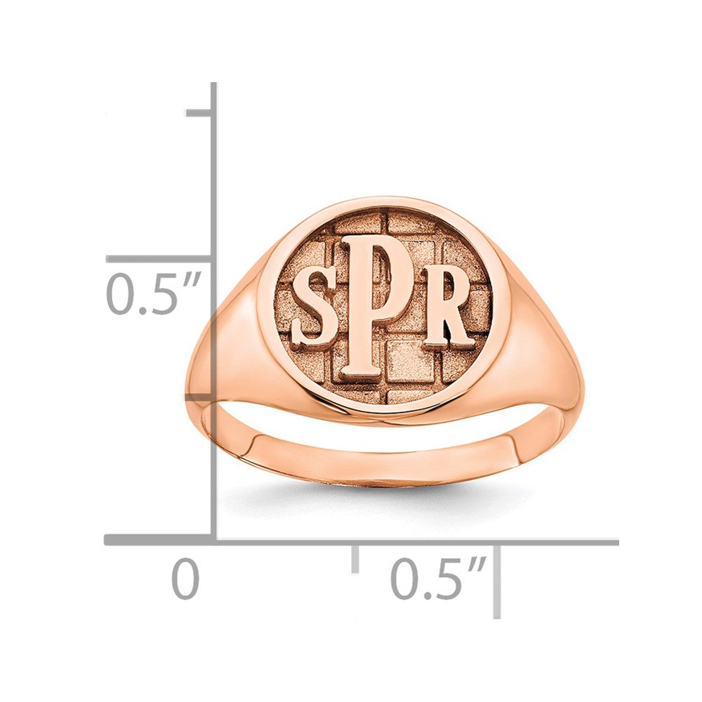 Rose Plated Sterling Silver/Rose Textured Monogram Signet Ring