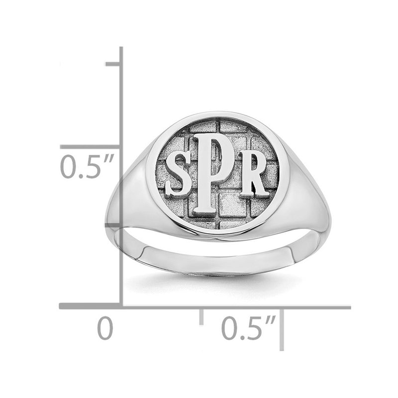 14K White Gold Textured Monogram Signet Ring