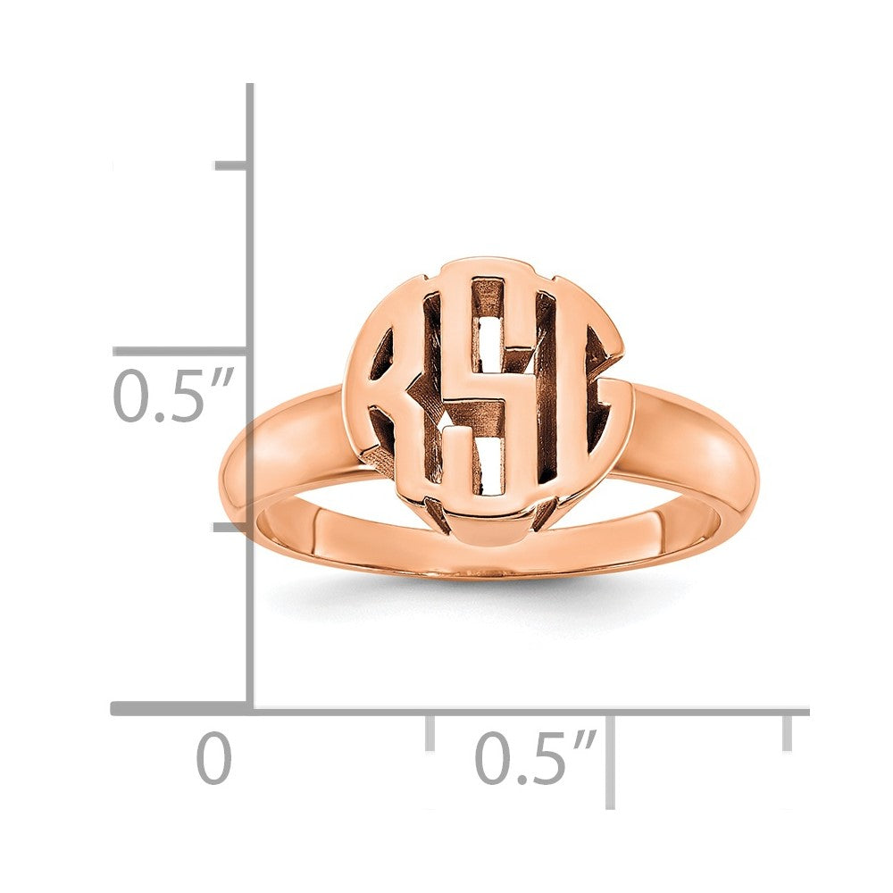 Rose Plated Sterling Silver/Rose Monogram Ring