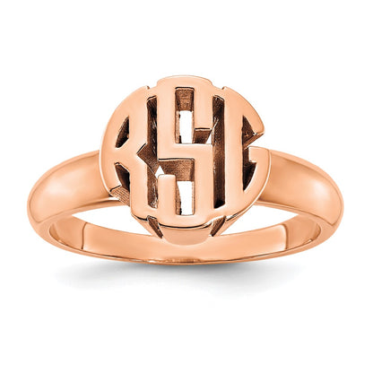 Rose Plated Sterling Silver/Rose Monogram Ring