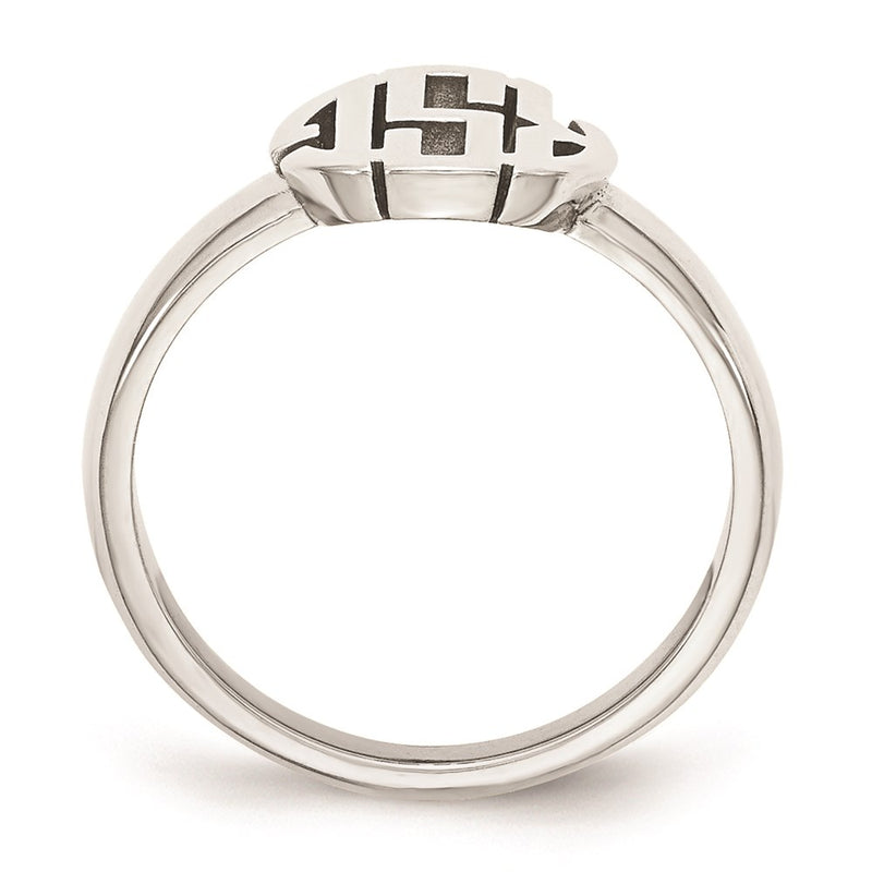 Sterling Silver Silver/Rhodium Plated Monogram Ring
