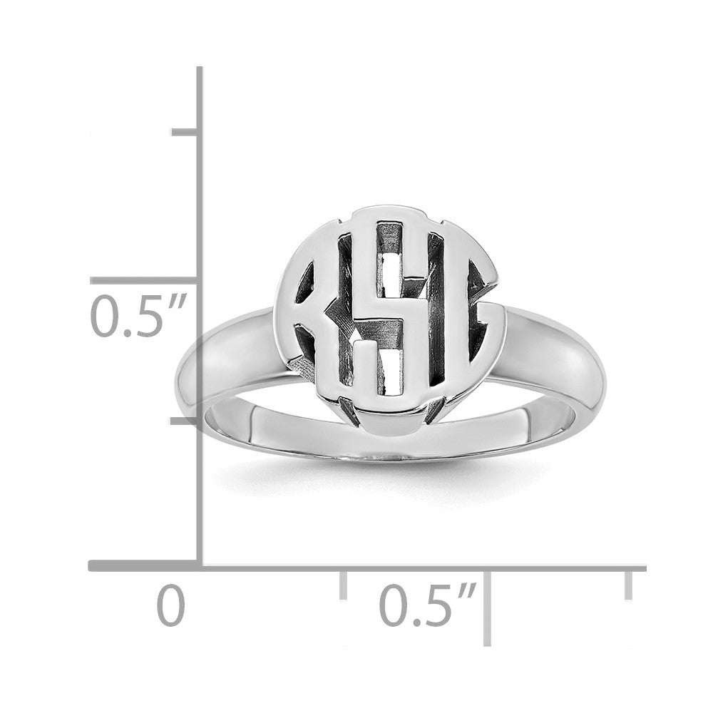 Sterling Silver Silver/Rhodium Plated Monogram Ring