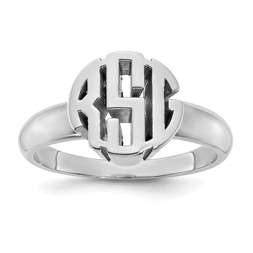 Sterling Silver Silver/Rhodium Plated Monogram Ring