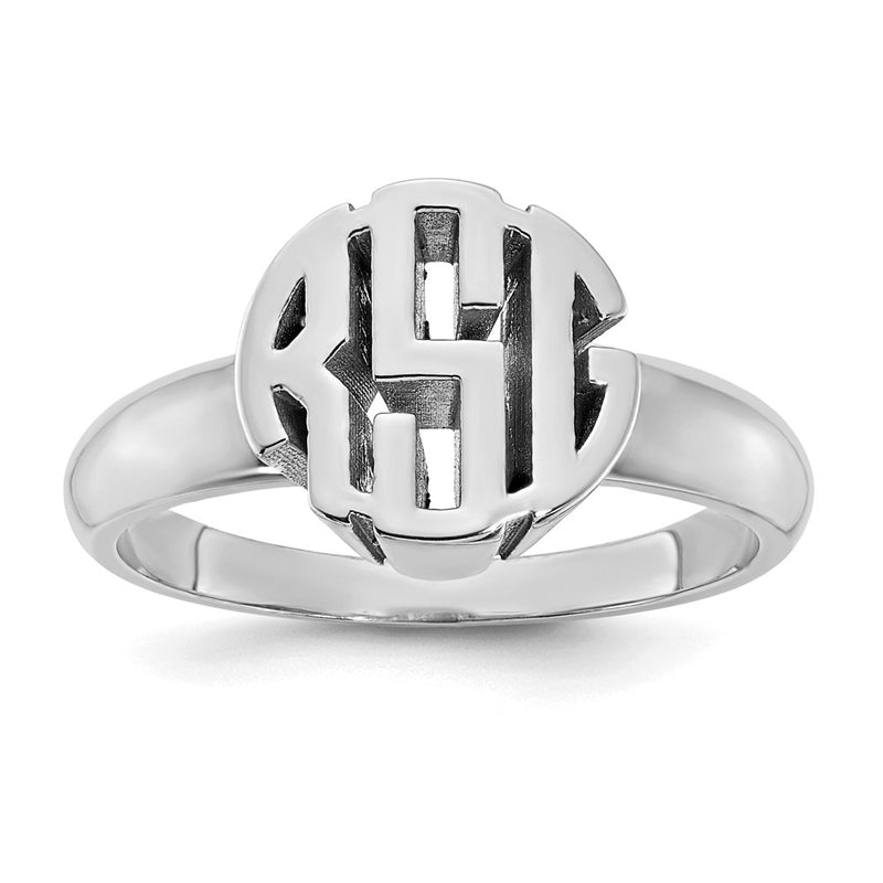 Sterling Silver Silver/Rhodium Plated Monogram Ring