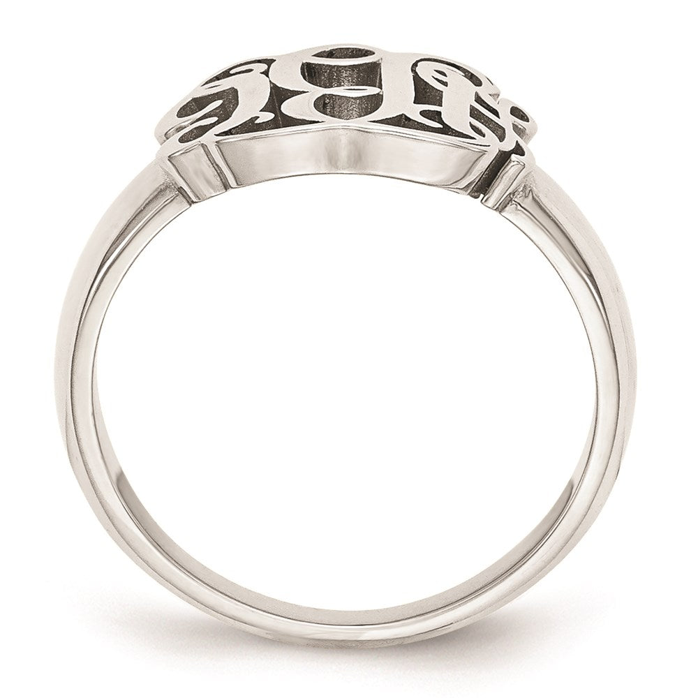 Sterling Silver Silver/Rhodium Plated Monogram Ring