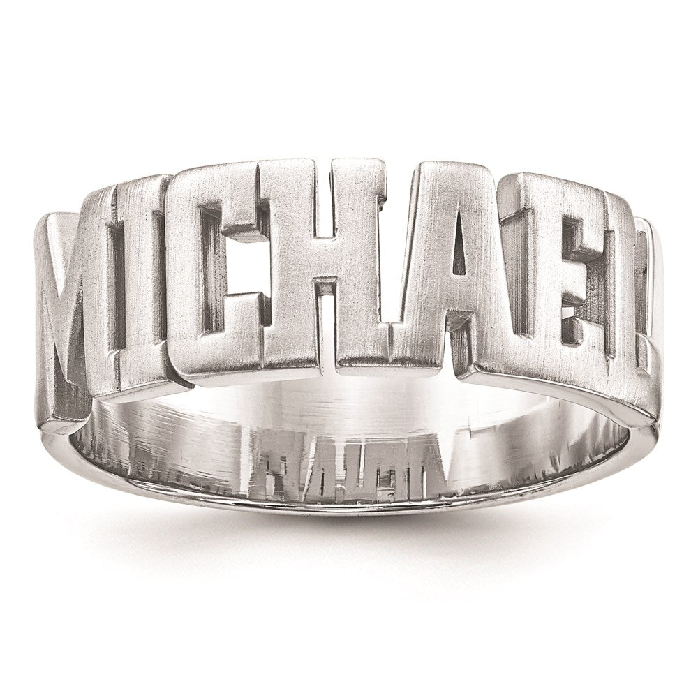 14K White Gold Cut Out Name Ring