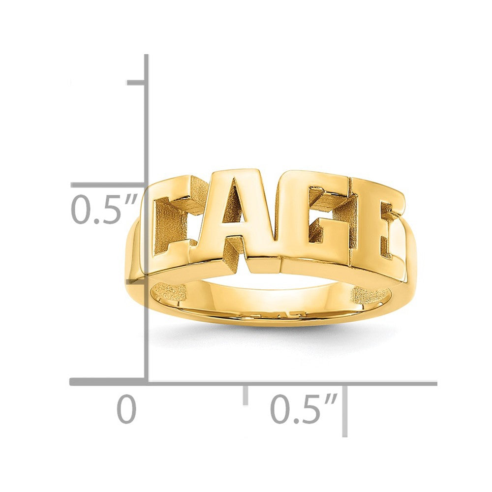 14K Yellow Gold Cut Out Name Ring