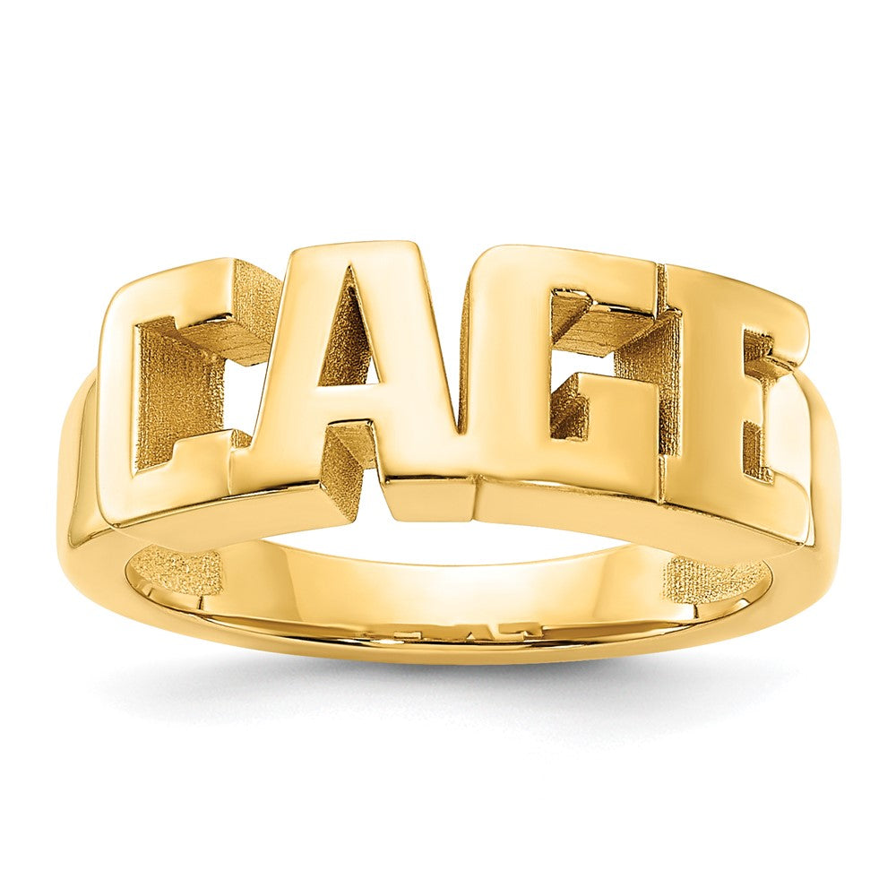 14K Yellow Gold Cut Out Name Ring