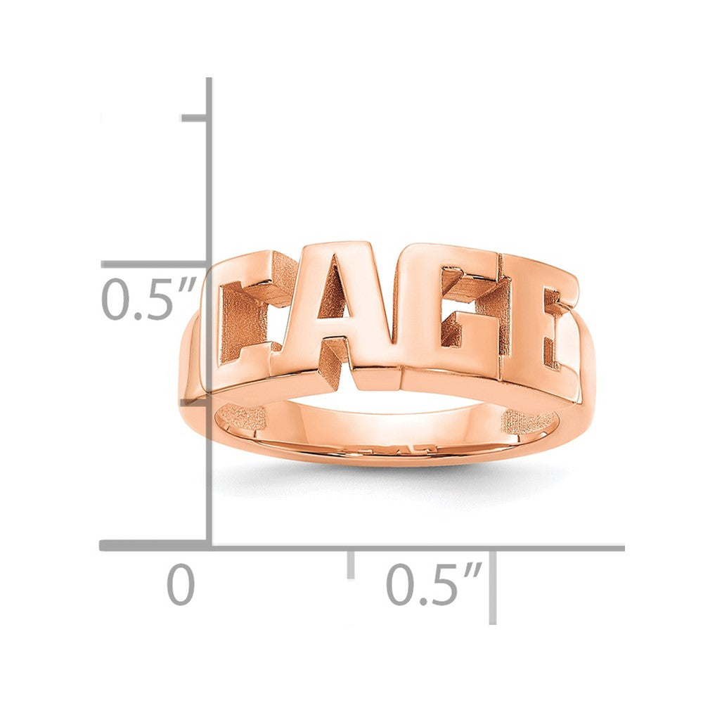 14K Rose Gold Cut Out Name Ring