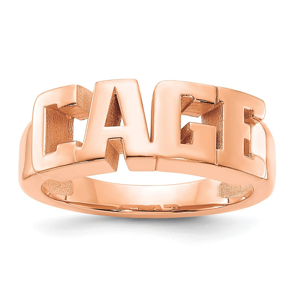 14K Rose Gold Cut Out Name Ring