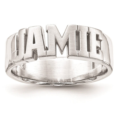 Sterling Silver Silver/Rhodium Plated Cut Out Name Ring