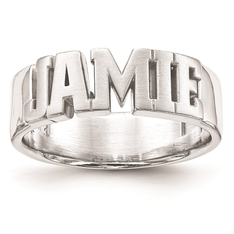 Sterling Silver Silver/Rhodium Plated Cut Out Name Ring