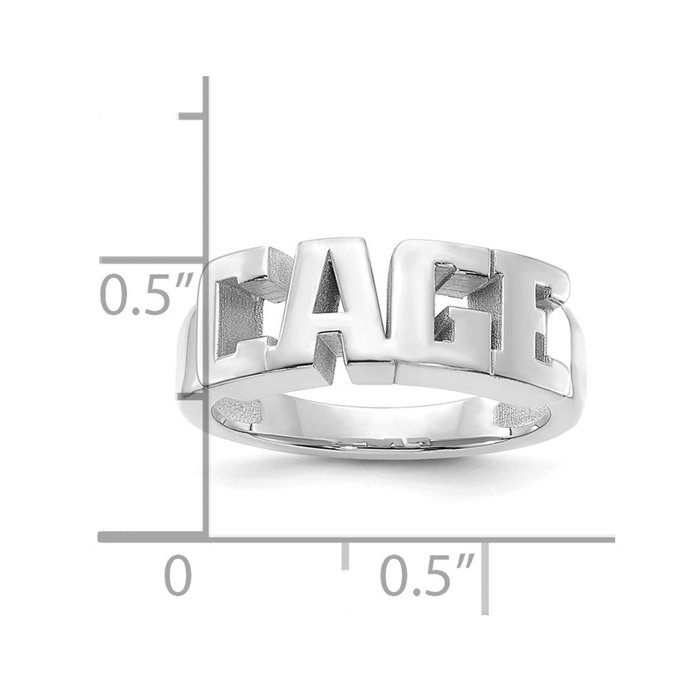 Sterling Silver Silver/Rhodium Plated Cut Out Name Ring