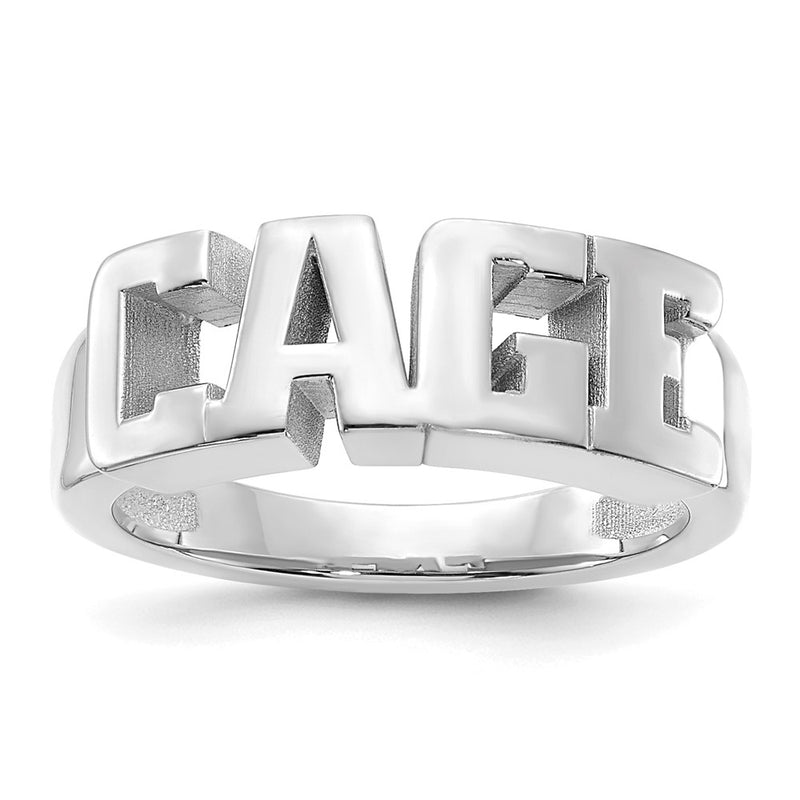 Sterling Silver Silver/Rhodium Plated Cut Out Name Ring