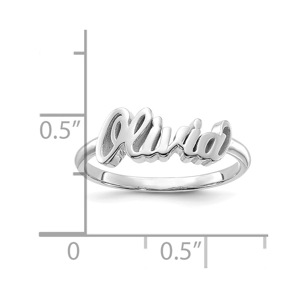Sterling Silver Silver/Rhodium Plated Name Plate Ring