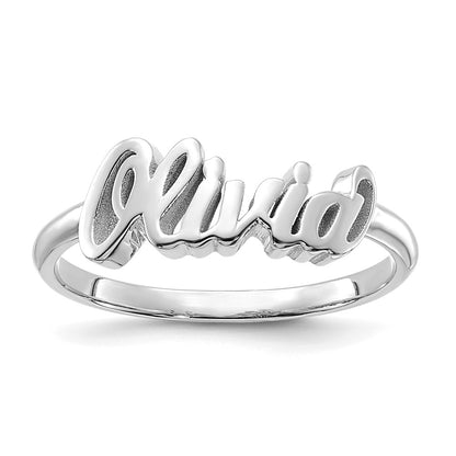 Sterling Silver Silver/Rhodium Plated Name Plate Ring