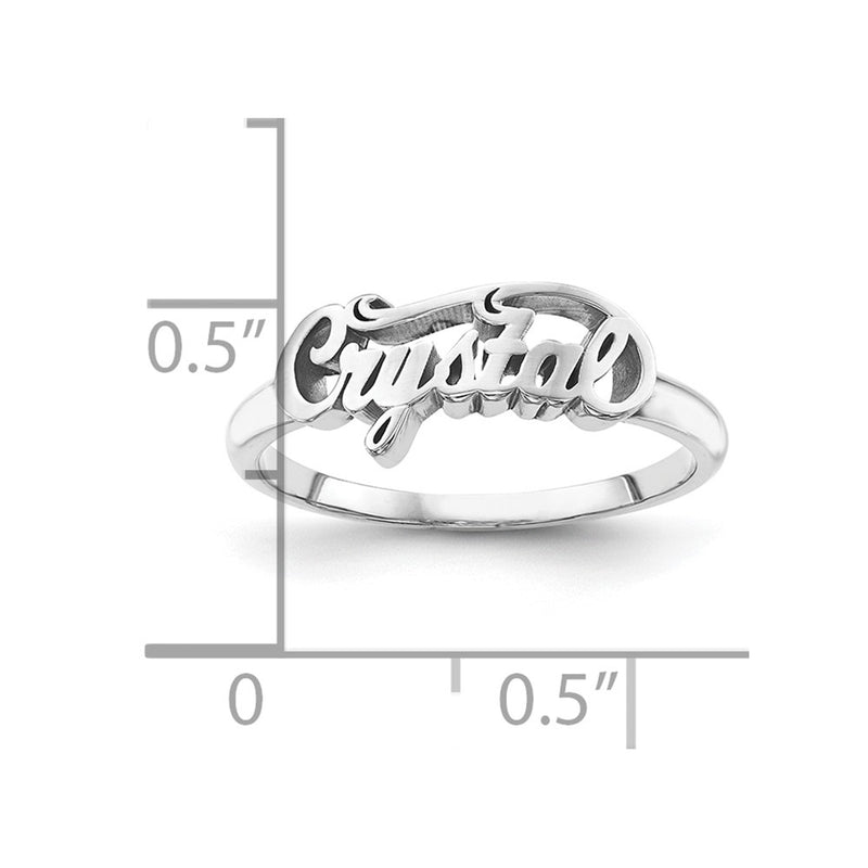 Sterling Silver Silver/Rhodium Plated Name Plate Ring