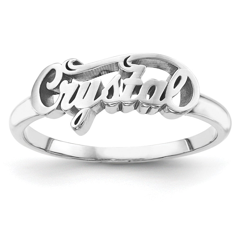 Sterling Silver Silver/Rhodium Plated Name Plate Ring
