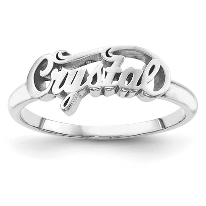Sterling Silver Silver/Rhodium Plated Name Plate Ring