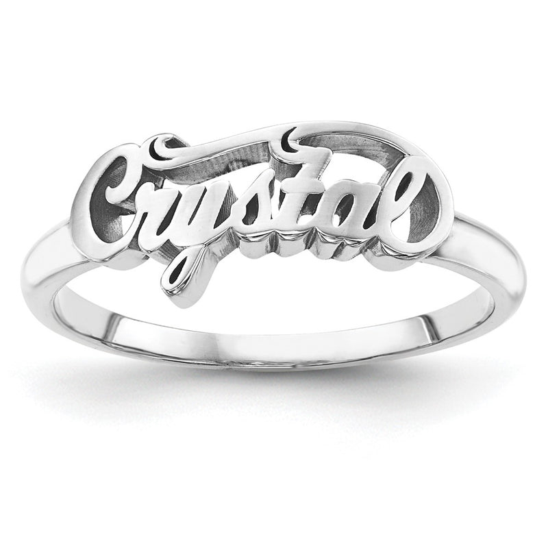 Sterling Silver Silver/Rhodium Plated Name Plate Ring