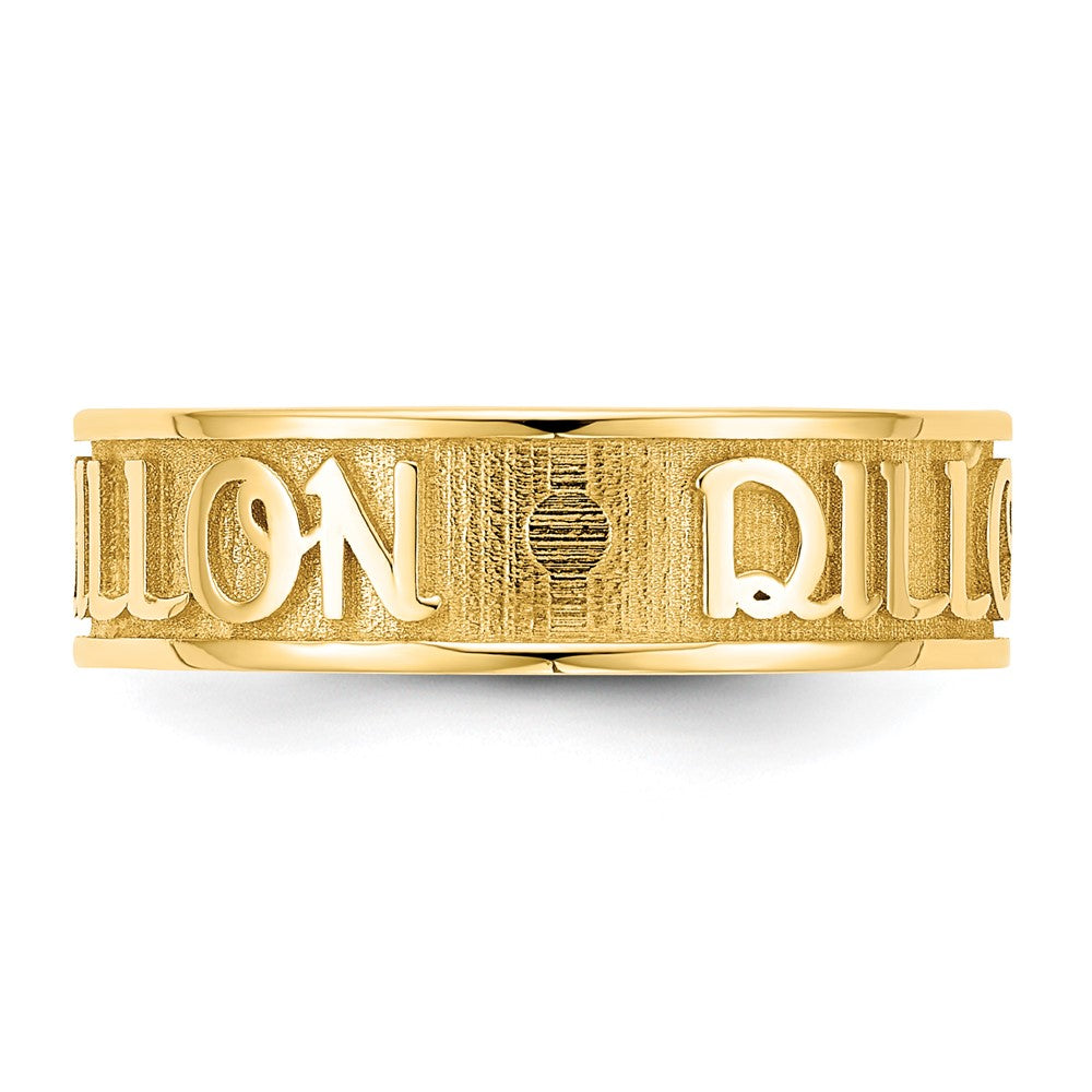 Gold Plated Polished And Sandblasted Name Ring