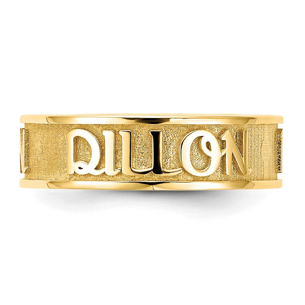Gold Plated Polished And Sandblasted Name Ring