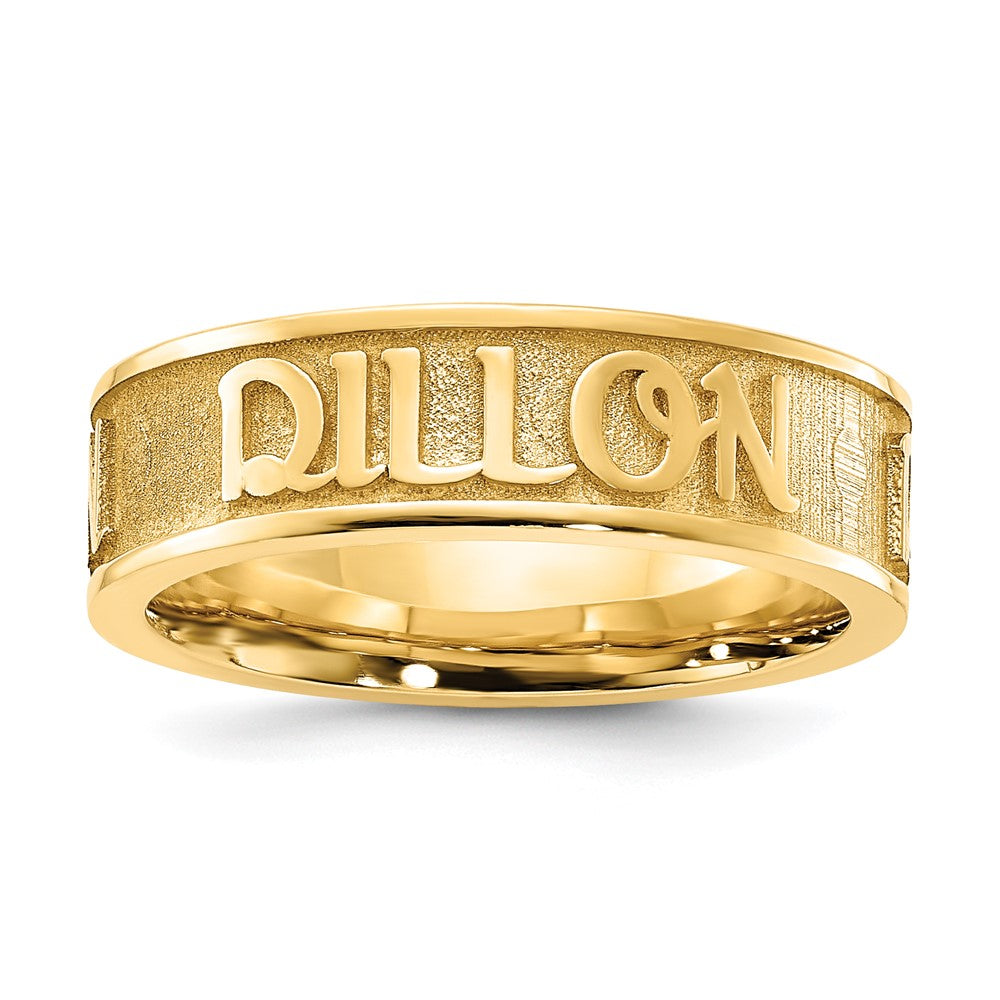 Gold Plated Polished And Sandblasted Name Ring