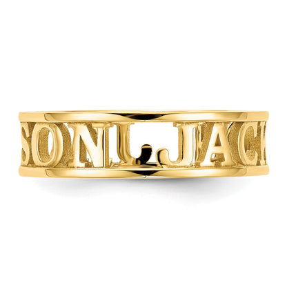 14K Yellow Gold Cut Out Name Ring