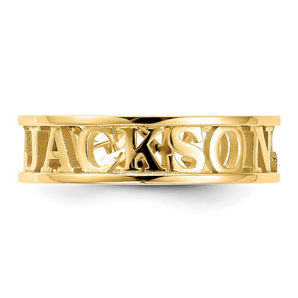 14K Yellow Gold Cut Out Name Ring
