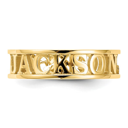 14K Yellow Gold Cut Out Name Ring