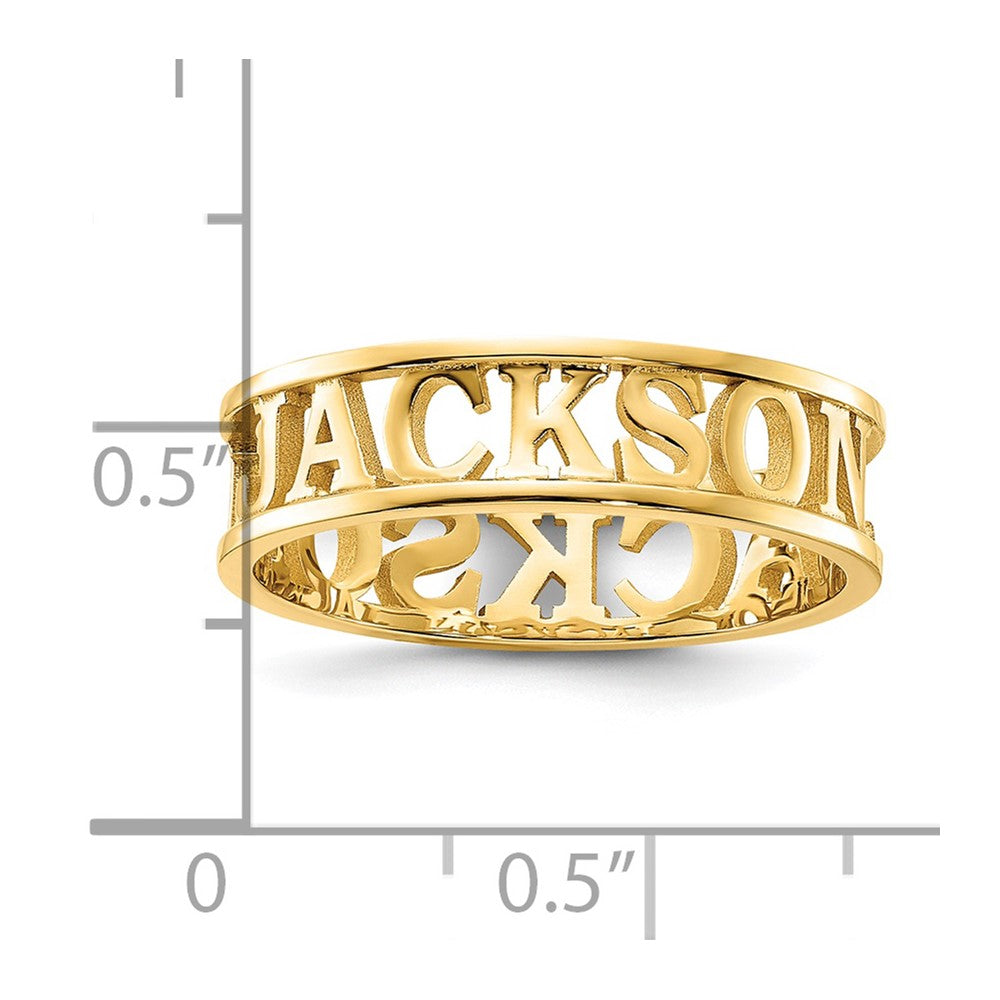 14K Yellow Gold Cut Out Name Ring