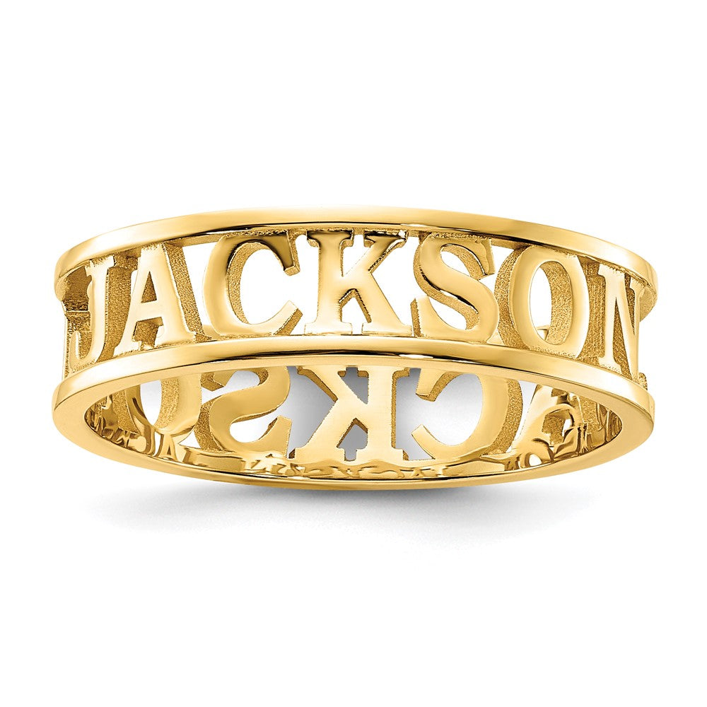 14K Yellow Gold Cut Out Name Ring