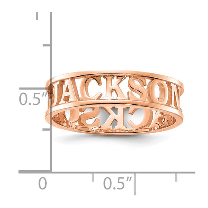 14K Rose Gold Cut Out Name Ring