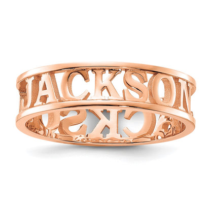 14K Rose Gold Cut Out Name Ring