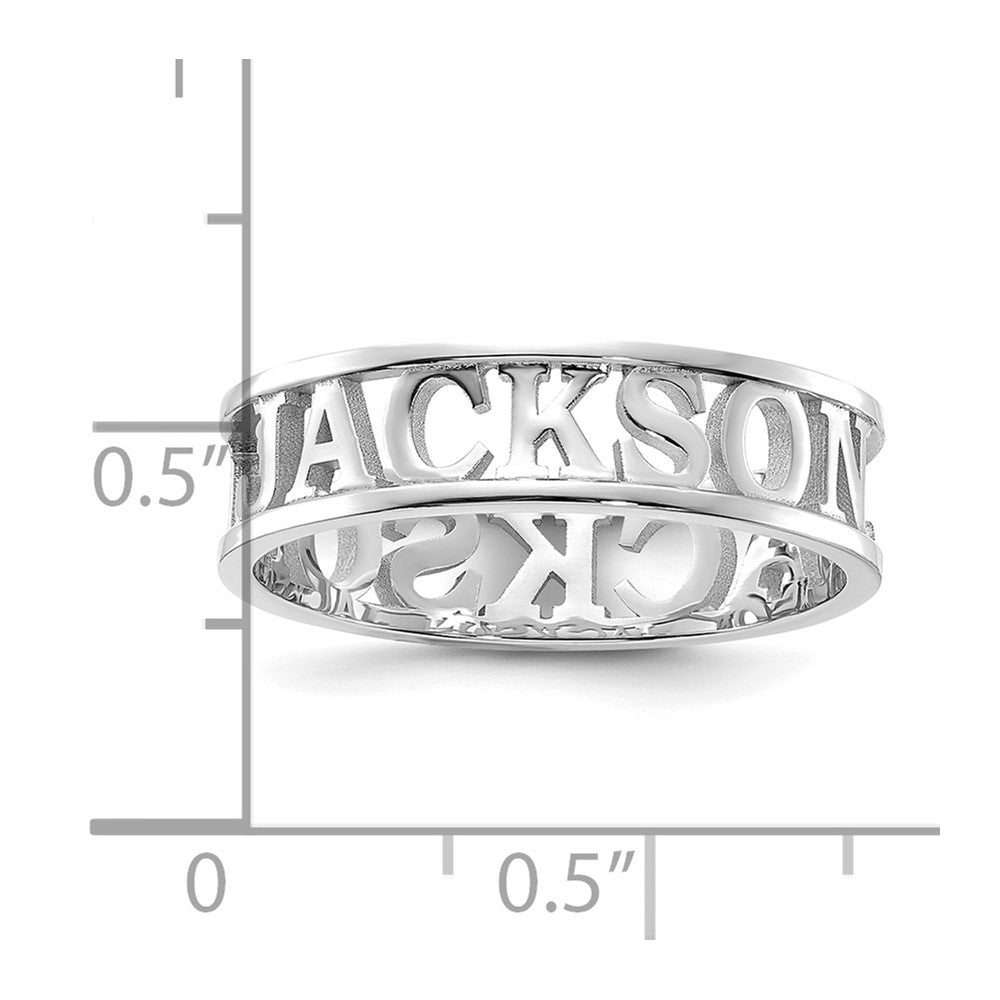 Sterling Silver Silver/Rhodium Plated Cut Out Name Ring