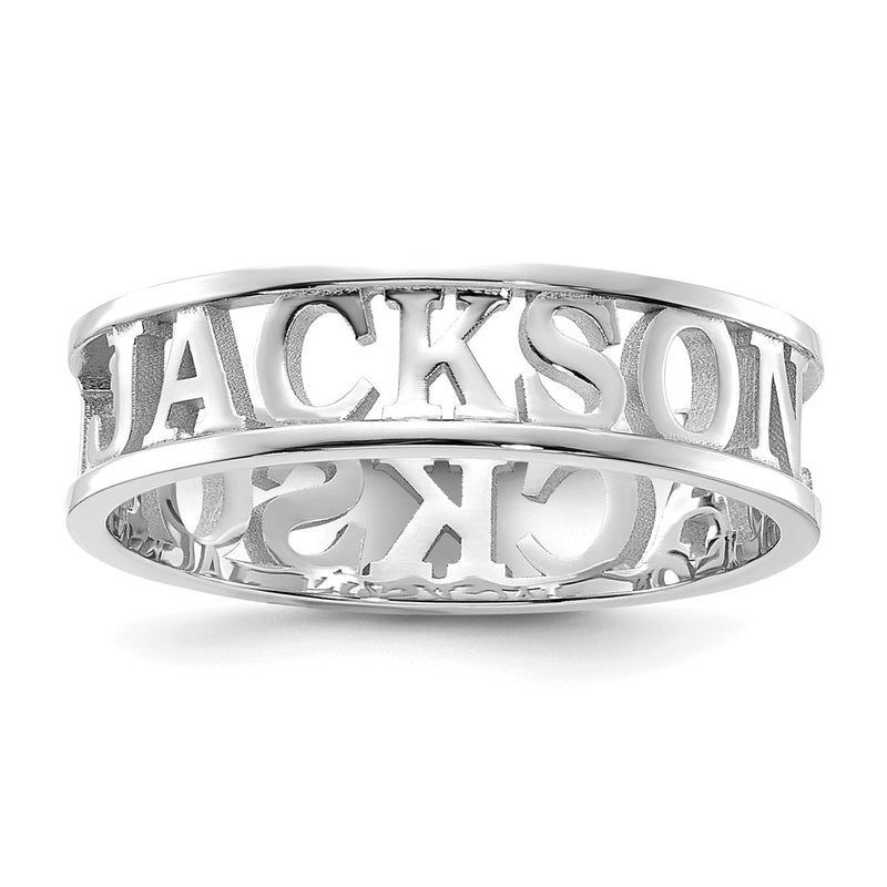 Sterling Silver Silver/Rhodium Plated Cut Out Name Ring
