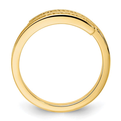 Gold Plated Personalized Polished With Sandblasted Background Ring