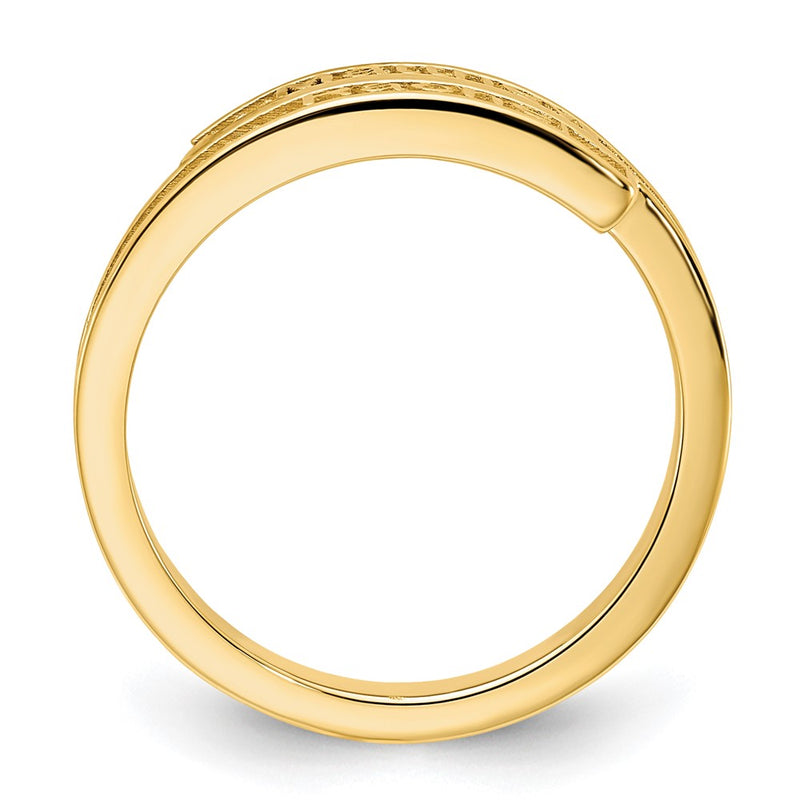 Gold Plated Personalized Polished With Sandblasted Background Ring