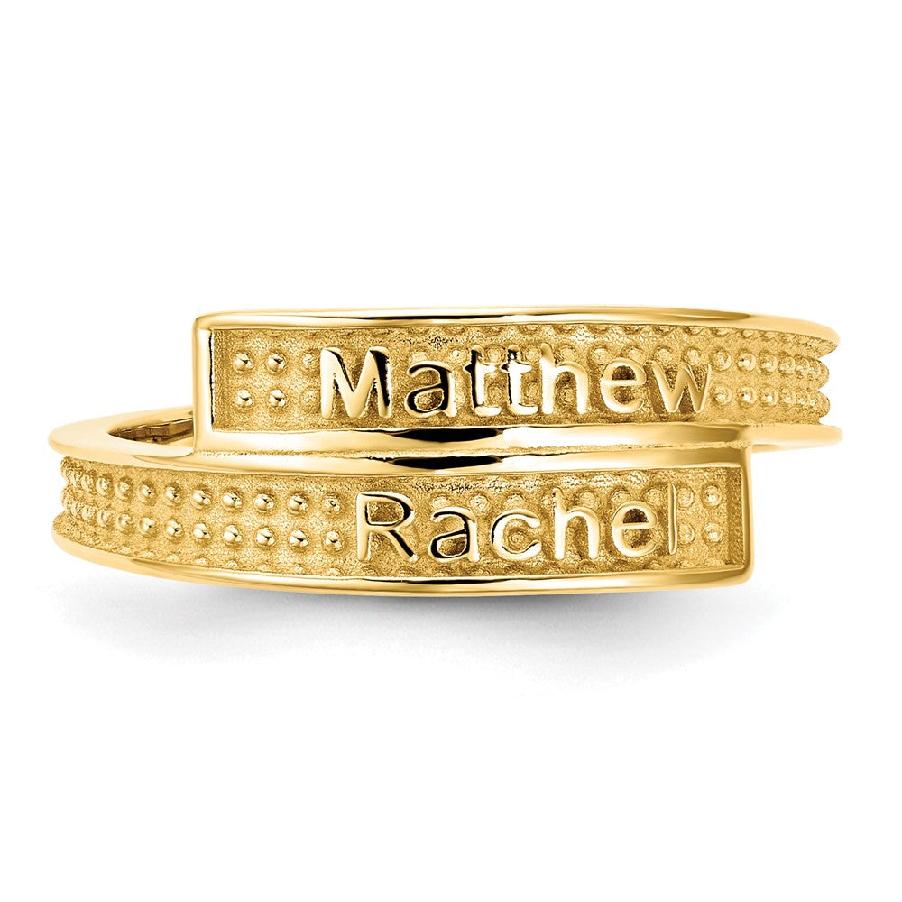 Gold Plated Personalized Polished With Sandblasted Background Ring